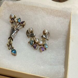 925 and 22k vermeil Michou earring my brooch set.